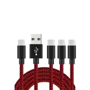 Catzon 1M 2M 3M 4Packs USB Type C Cable Nylon Braided W Phone Cable Fast Charger Cable USB Cord -Black Red