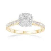 Cushion Ring with 0.60ct of Diamonds in 9kt Yellow Gold