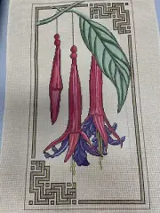 rt HAND painted needlepoint canvas lovely orienatal canvas floral