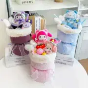 Sanrio Hello Kitty Kuromi My Melody Cinnamon Roll Plush Flower Bouquet Baby Gift