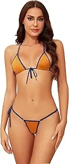 Dadress Micro Bikini Sets Extreme Sexy Halter Swimsuit Tie Side G-String Cheeky Thongs Swimwear 2 Pcs Mini Bikinis for Women