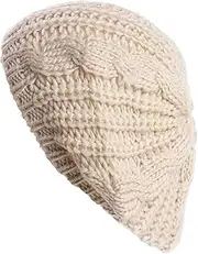 [BESTYASH] Female Hat Beret Knitted Wind Hat Comfortable Outdoor Accessory Hair Turban Beige