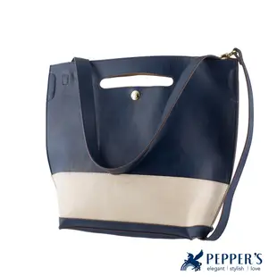 「PEPPER'S」胡椒包/天馬包/PEPPER`S 拼接撞色水桶包 (藍白)手提包 復古肩背包 單肩包 斜挎包 側背包