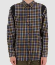 $905 Dsquared2 Men's Blue Plaid Long-Sleeve Button-up T-Shirt Size IT 56 US 46