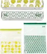 [IKEA] ISTAD 6L & 4.5L Double-Seal Freezer Food Bags, Green Print, 5qt & 6qt, 405.256.85 - Set of 60 Bags