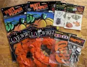 VTG 90’s Halloween Party Decor Bundle Garland Wire Tattoos Pumpkin Game Haunt