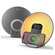 Sunrise Alarm Clock Wireless Charging Alarm with Bluetooth Speaker, Wake Gray
