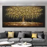 Mintura Handmade Knife Gold Tree Flower Oil Painting On Canvas Modern Hoom Decor