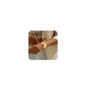 Gold Cuff Bangle Bracelets For Women Trendy Hinged Cuff Open Wide Chunky StyleB