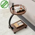 C-Shaped Side Table, Compact End Table for Sofa or Bed, Slides Under Couch