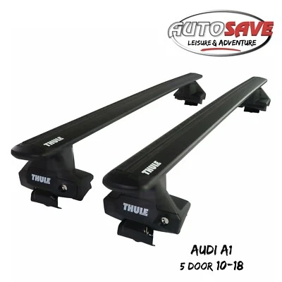 Thule Aluminium WingBar Evo Black Roof Bars Set to fit Audi A1 5 Door 10-18