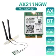 AX211NGW+Dual Antenna WiFi 6E M.2 Key E CNVio2 2.4Ghz/5Ghz Card 802.11Ac7450