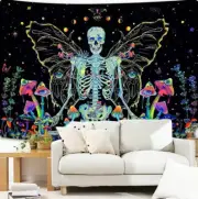 UV Psychedelic Art Print for wall - Tapestry Canvas Spiritual Gift "Skeleton"