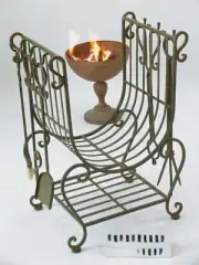 FRENCH wood LOG firewood rack storage HOLDER 5 FIRE TOOLS ANTIQUE QUALITY NEW