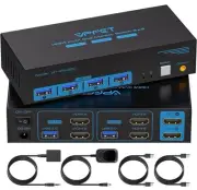 HDMI KVM Switch 2 Monitors 2 Computers 4K@60Hz USB 3.0 Dual Monitor KVM Switch
