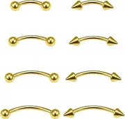 [Ovxznts] Eyebrow Piercing Jewelry Surgical Steel Vertical Labret Lip Jewelry Curved Barbell Tiny Eyebrow Rings Ear Rook Navel Small Belly Button Ring for Women Men 20g 16g 6mm/8mm/10mm/12mm