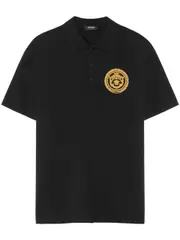 [Versace] Chain Crest embroidered polo shirt XXL Black