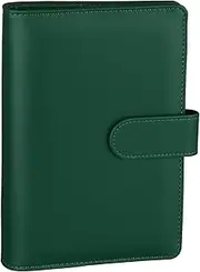 Antner A6 Notebook Binder 6 Ring Refillable Budget Planner Cover for A6 Refill Paper, PU Leather Loose Leaf Personal Planner Wallet Money Organizer Binder with Magnetic Buckle Closure, Dark Green