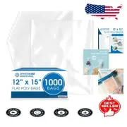12'' x 15'' Low-Density LDPE Poly Bags - 1000 Count for Food, Gifts & Crafting