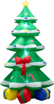 1.8M Christmas Inflatable Christmas Tree with Gift Box Decoration with LED Lights,Cute Blow up Christmas Tree Indoor Outdoor Decoration - WM - 22