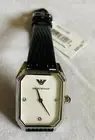 Brand New Emporio Armani’s Women's Two-Hand Black Leather Watch AR11148