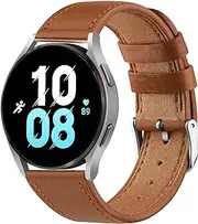 Leather Bands for Samsung Galaxy Watch 4 Band & Galaxy Watch 5 Bands 44mm 40mm/Samsung Galaxy Watch 6 Band 45mm Women/Men, 20mm Soft Leather Bands Replacement Straps