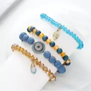 Crystal Lava Stone Bead Bracelet Copper Bracelet Set diffusing aromatherapy 4pc