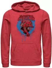 Boys Red Spider-Man Hoodie Pull-Over Kangaroo Pocket Superhero Logo Marvel Comic