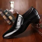 Men's Loafers Slip-Ons Dress Shoes Leatherette Loafers Business Casual Wedding Daily PU Breathable Height Increasing Loafer Black thimble Black lacing Summer