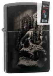 Zippo 49141 Skull Mountain Design Black Ice Lighter + FLINT PACK