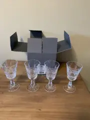Waterford Crystal Kenmare - Set of 4 Claret wine glasses 6” tall With Box