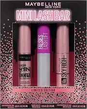 Maybelline The Falsies Holiday Mini Lash Bar Washable Mascara Kit, Eye Makeup, 3 Mini Mascaras, Lash Sensational Mascara, The Falsies Lash Lift Mascara, Sky High Mascara, Very Black, 1 kit