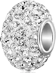 [LSxAB] Sparkling Clear White Crystal Spacer Charm Compatible with Pandora Charms Bracelets
