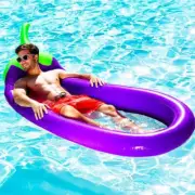 Inflatable Eggplant Shaped Floating Mat Swimming Ring, Inflated Size: 265 x 105c