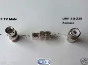 1x F TV Male plug to UHF SO239 SO-239 Female RF coaxial Adapter RF Connector USA