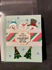 Merry Christmas Holiday Card Handmade Peeking Snowmen!