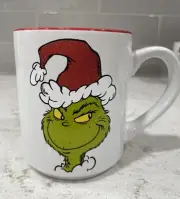 MERRY GRINCHMAS RED GLITTER Santa Hat 18oz Mug Christmas NEW Holiday Grinch