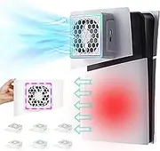 AriKroii Lüfter für PS5 Slim【Seitenwärmeableitung】Kühlgebläse mit 3-Geschwindigkeits/RGB-Lichter/Zusätzlichen 2 USB2.0-Anschlüssen, Zubehör für PS5 Slim Disc/Digital Edition