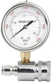 Stainless Steel Pressure Washer Gauge Kit, 3/8 Inch Quick Connect, 6000 PSI