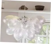 Mini Clear Bubble Ball Glass Chandelier Swirled Ribbed Blown Glass Dia 20 Inch