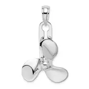 Sterling Silver De-Ani Rhodium-Plated Polished Moveable 3D Propeller Pendant