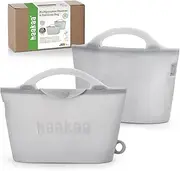 Haakaa Silicone Microwave Steamer & Steriliser Bag, 2000ml Large Capacity Reusable Steaming Bags for Baby Bottles/Breast Pump/Accessories/Pacifiers/Teethers,Great for Home and On-The-Go, Grey/2PC