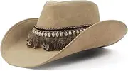 [HAMKVBPR] Men's Leather Hat Women Men Leather Western Cowboy Hat Fit Gentleman Dad Fedora Hat Autumn and Winter