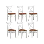 Lupin Dining Chair Set of 6 Crossback Solid Rubber Wood Furniture - White Oak