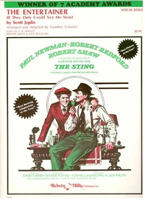THE ENTERTAINER-SHEET MUSIC-THE STING-NEWMAN/REDFORD-PIANO/VOCAL/CHORDS-1974-NEW