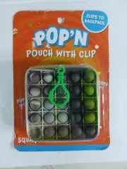 POP'N Pop It camouflage Square coin Pouch With Clip Fidget Toy Kids Accessory