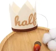 Agkvw Half Birthday Crown for Boys - Boho 1/2 Birthday Hat, 6 Months Brown, Cake Smash Prop