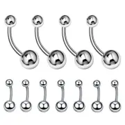 10/20/30PC 316L Surgical Steel Navel Belly Button Ring Barbell Ball 8mm-16mm Bar