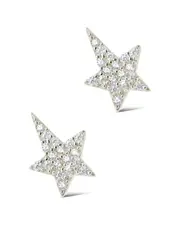 Sterling Forever Silver CZ Star Studs