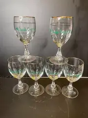 Irish Coffee Stemware Set of 6 J.G. Durand Arc Luminarc Arques France Gold Trim